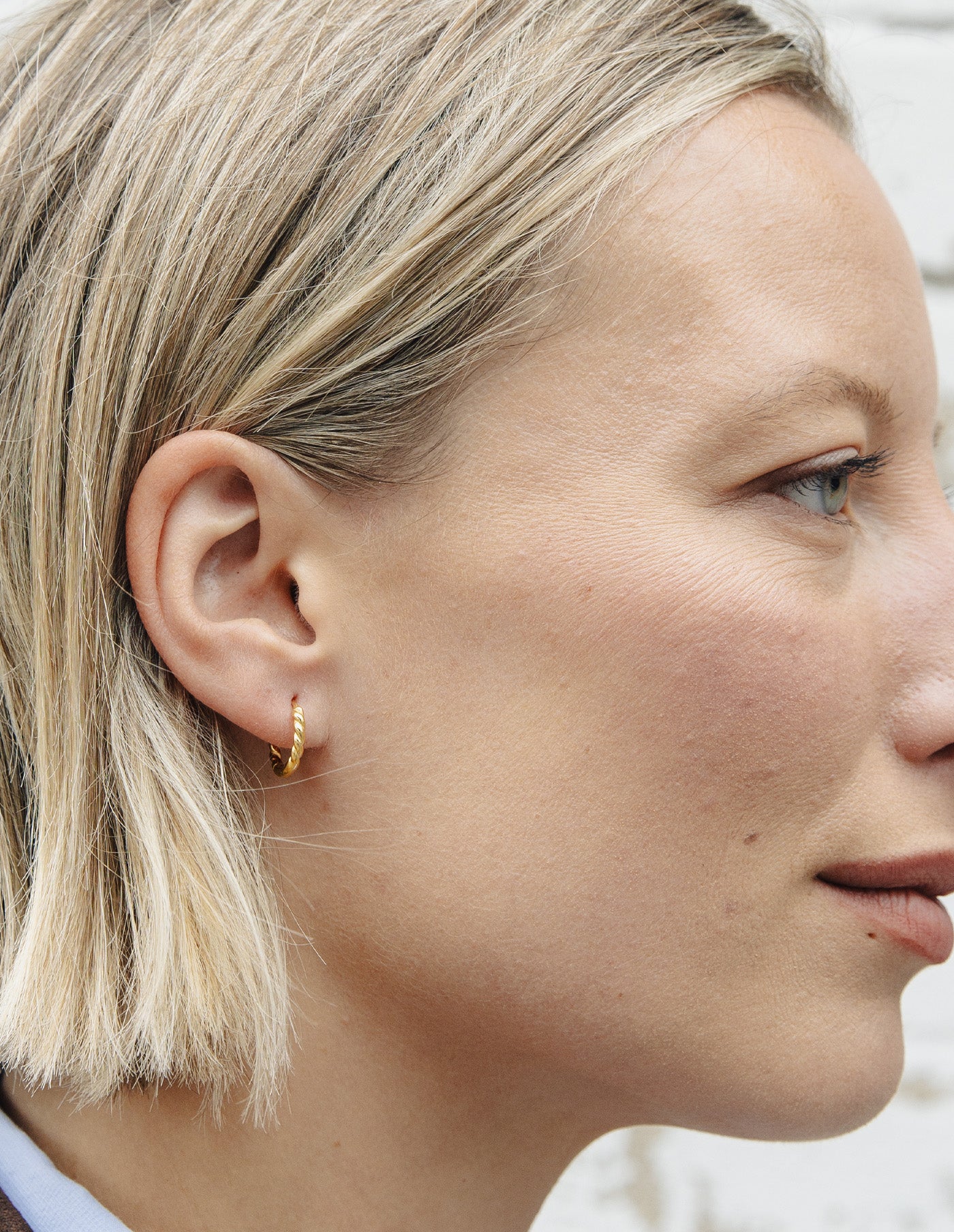 Gold Twisted Huggie Earrings, Tarnish-Free Gold Plating