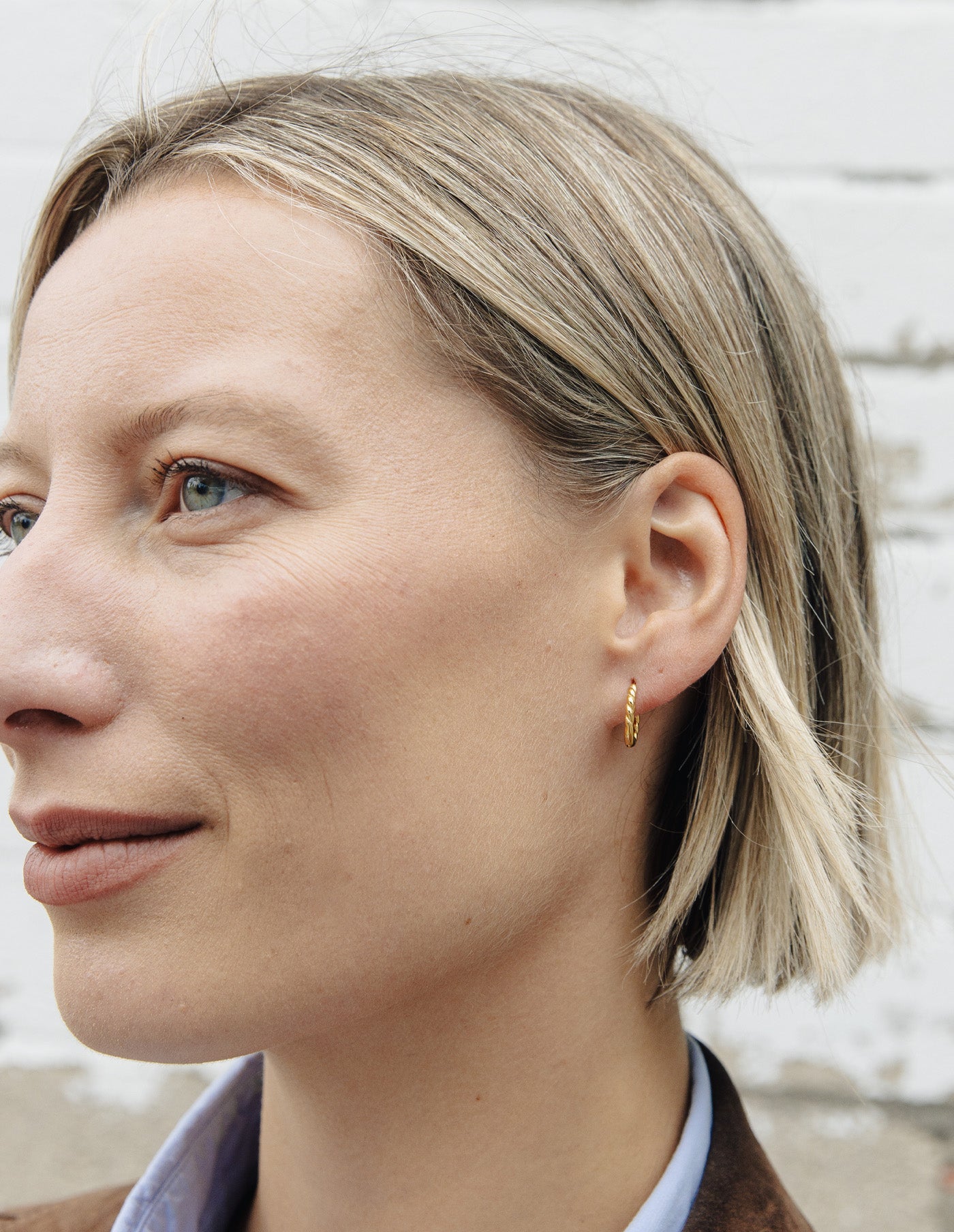 Gold Twisted Huggie Earrings, Tarnish-Free Gold Plating