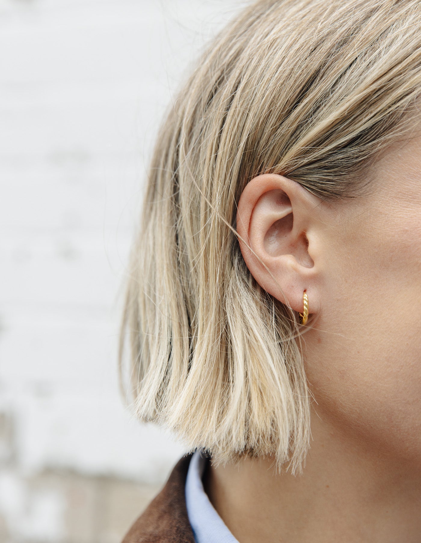 Gold Twisted Huggie Earrings, Tarnish-Free Gold Plating