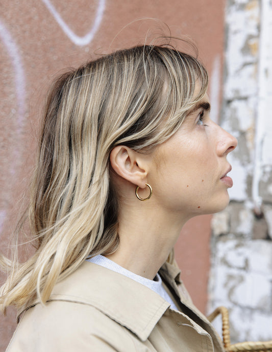 Gold Hoop Earrings 1.5cm, Tarnish-Free Gold Plating