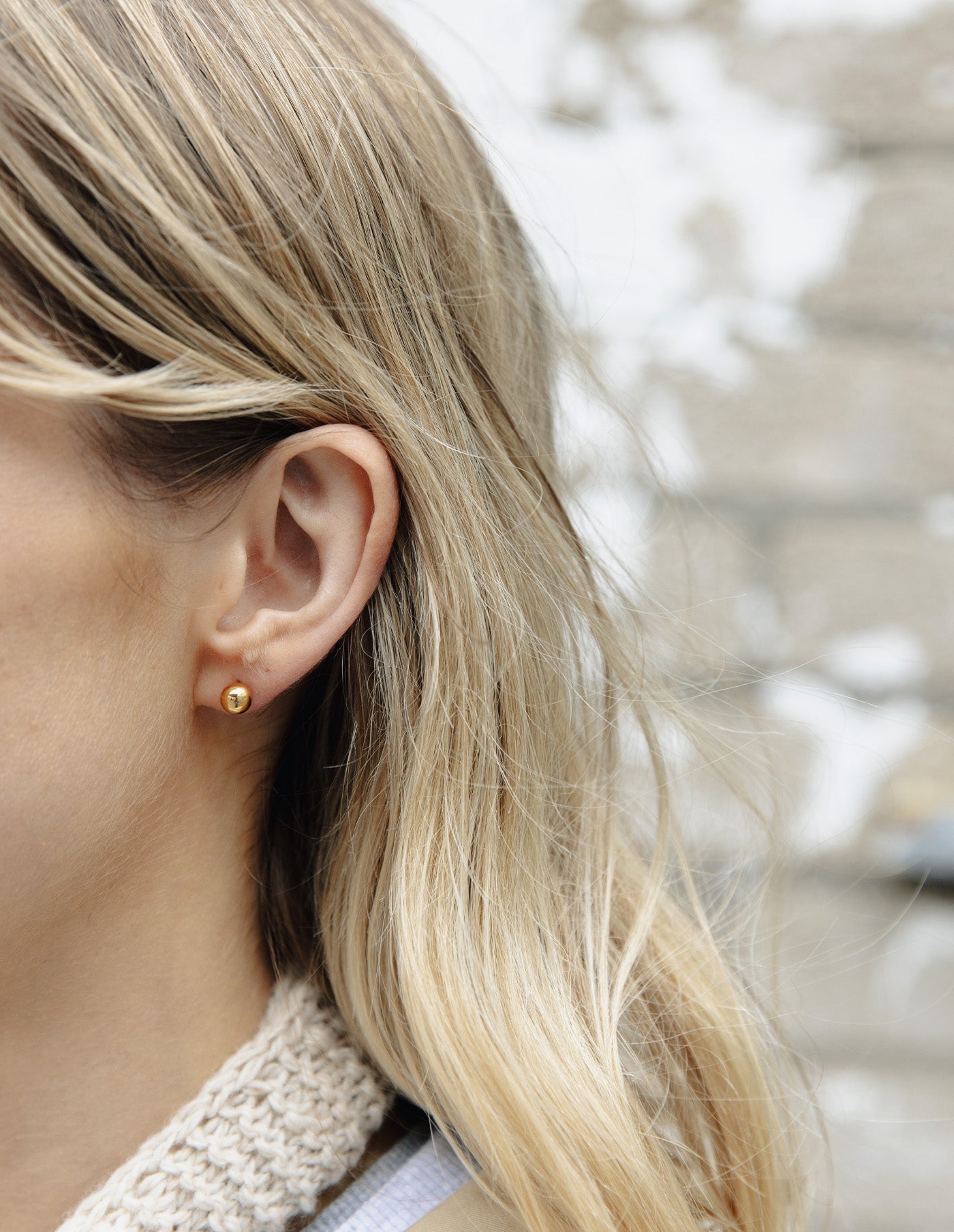 Gold Medium Stud Earrings, 6mm, Tarnish-Free Gold Plating