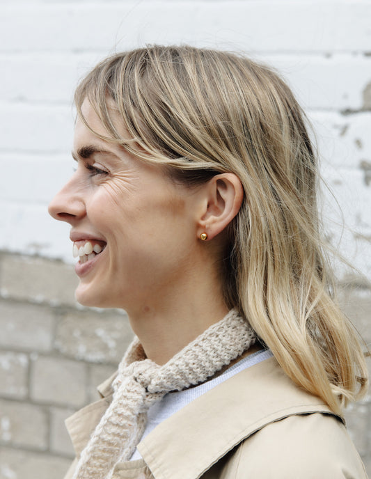 Gold Medium Stud Earrings, 6mm, Tarnish-Free Gold Plating