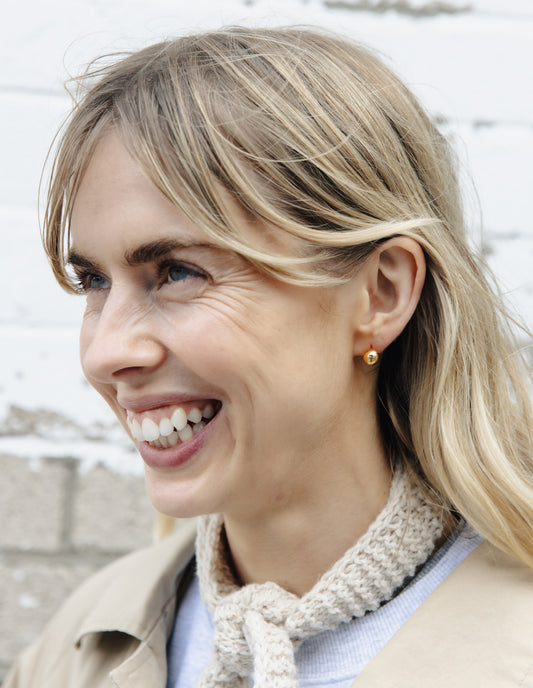 Gold Large Stud Earrings, 8mm, Tarnish-Free Gold Plating