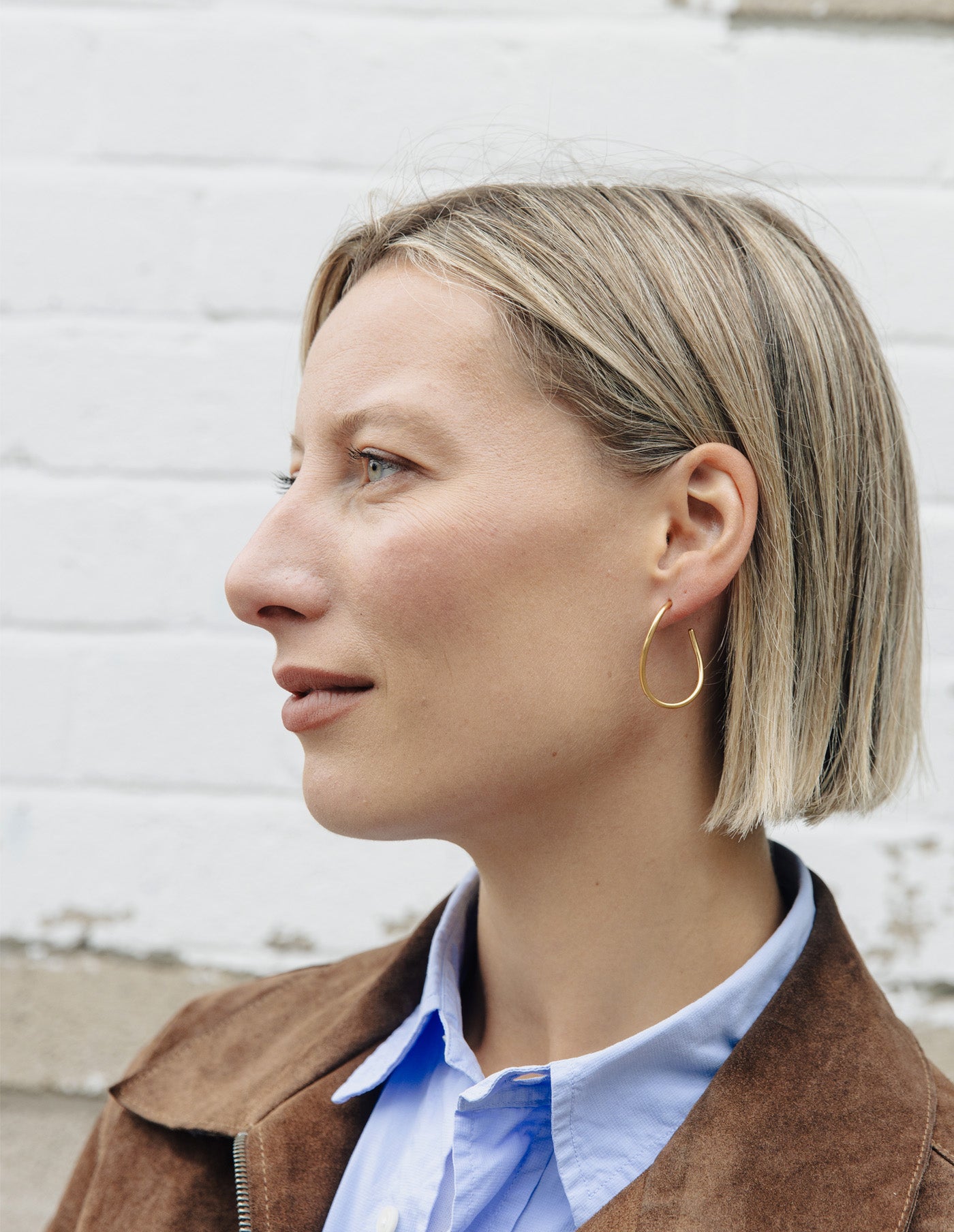 Gold Oval Fluid Hoop Earrings, Tarnish-Free Gold Plating