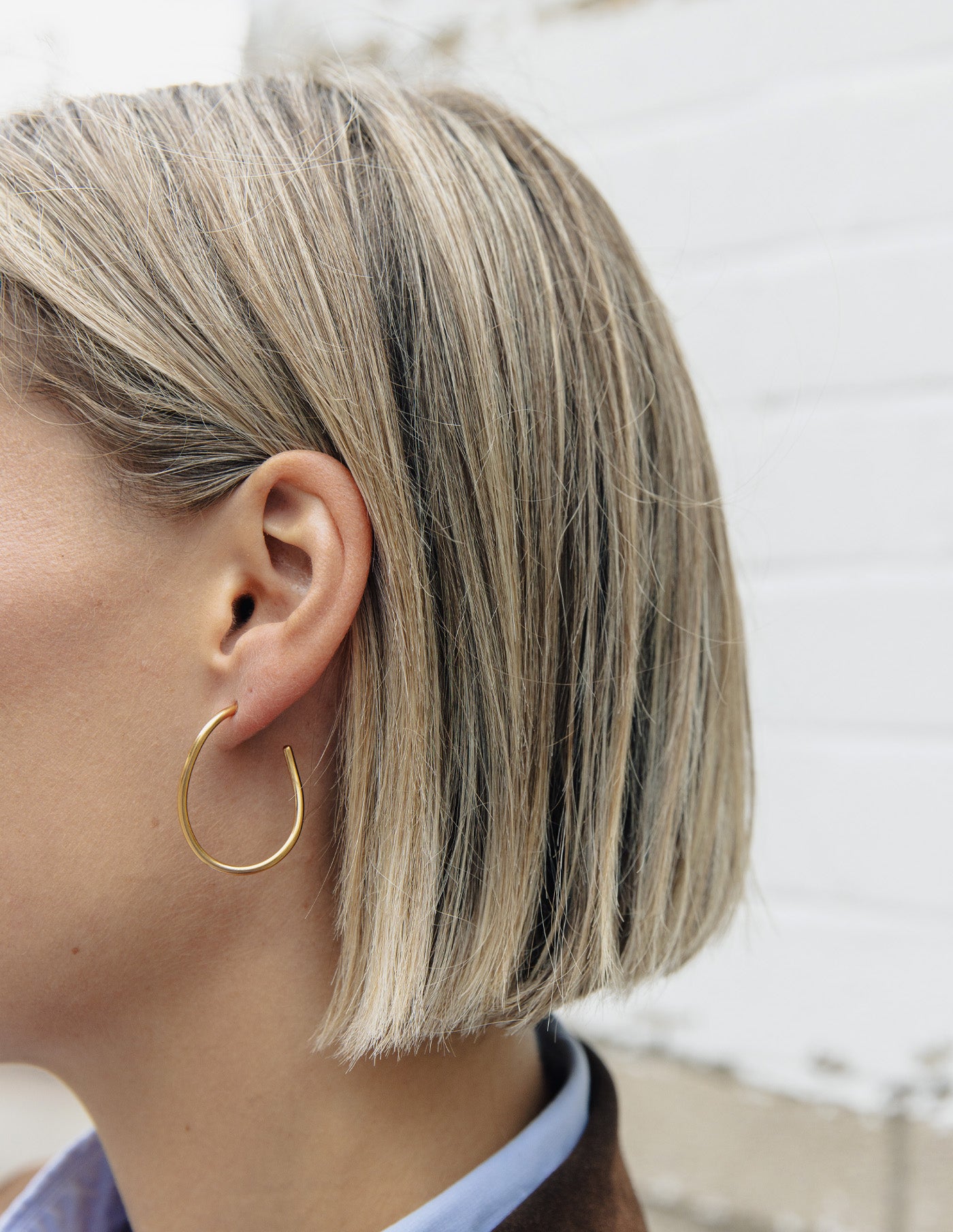 Gold Oval Fluid Hoop Earrings, Tarnish-Free Gold Plating