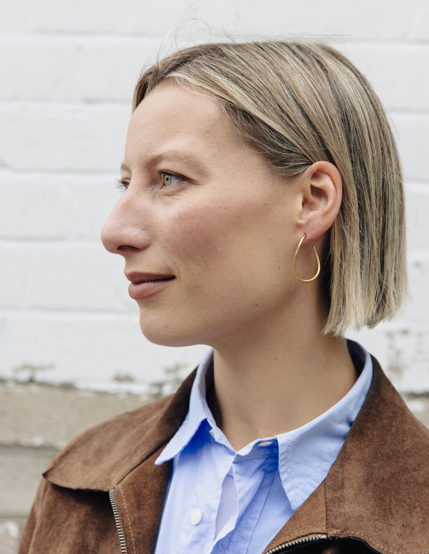 Gold Oval Fluid Hoop Earrings, Tarnish-Free Gold Plating