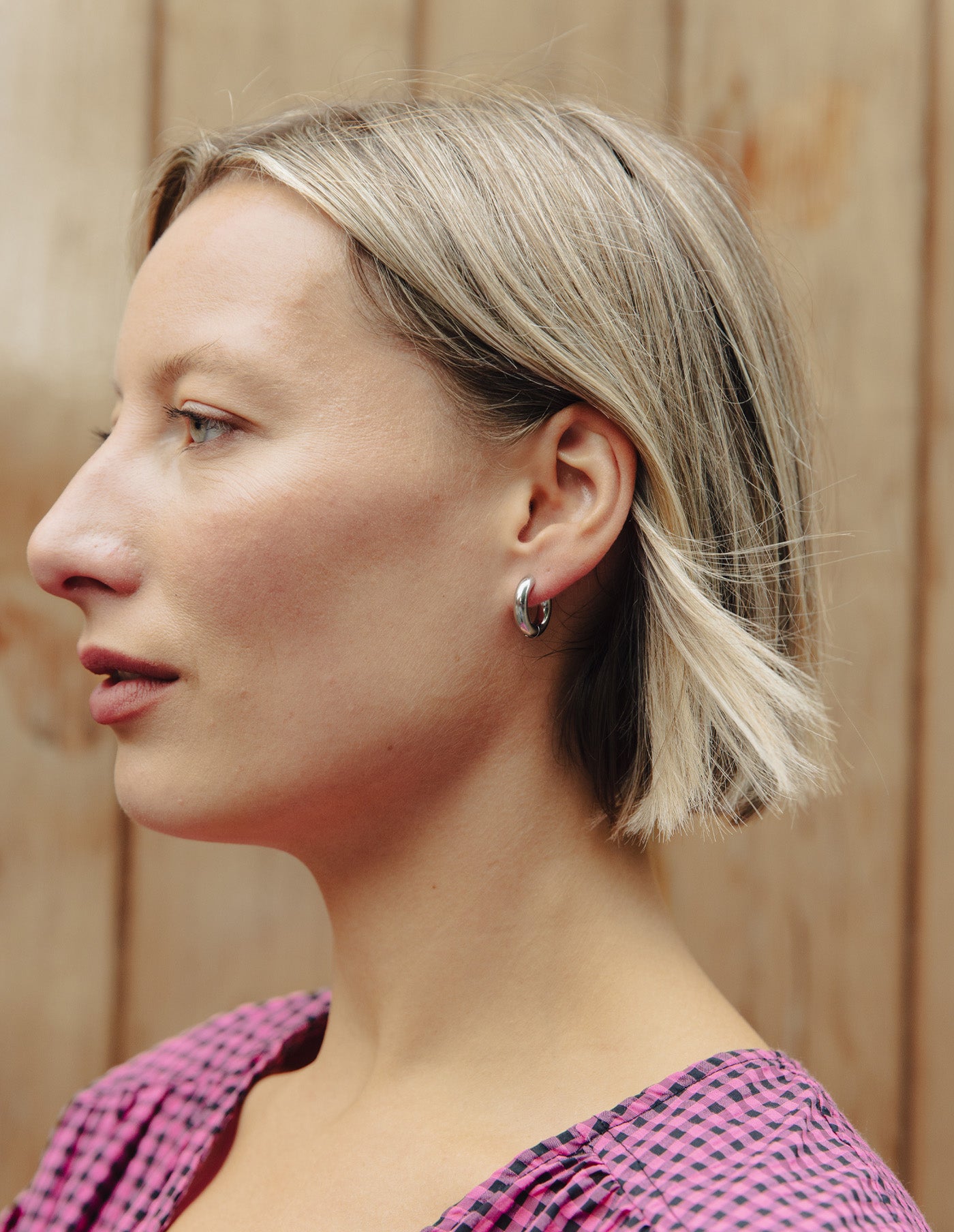 Silver Small Bold Hoop Earring, Tarnish-Free Silver Plating