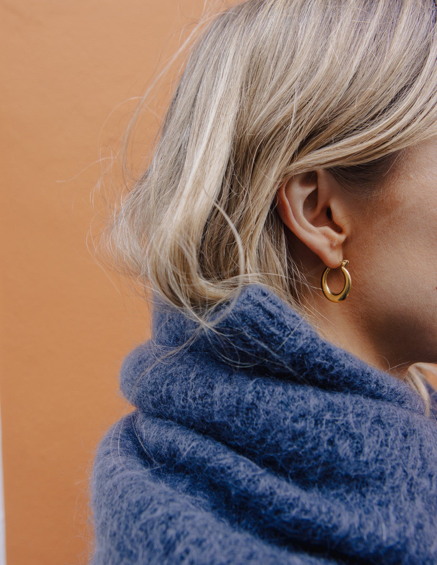 Gold Oval Hoop Earrings, Tarnish-Free Gold Plating
