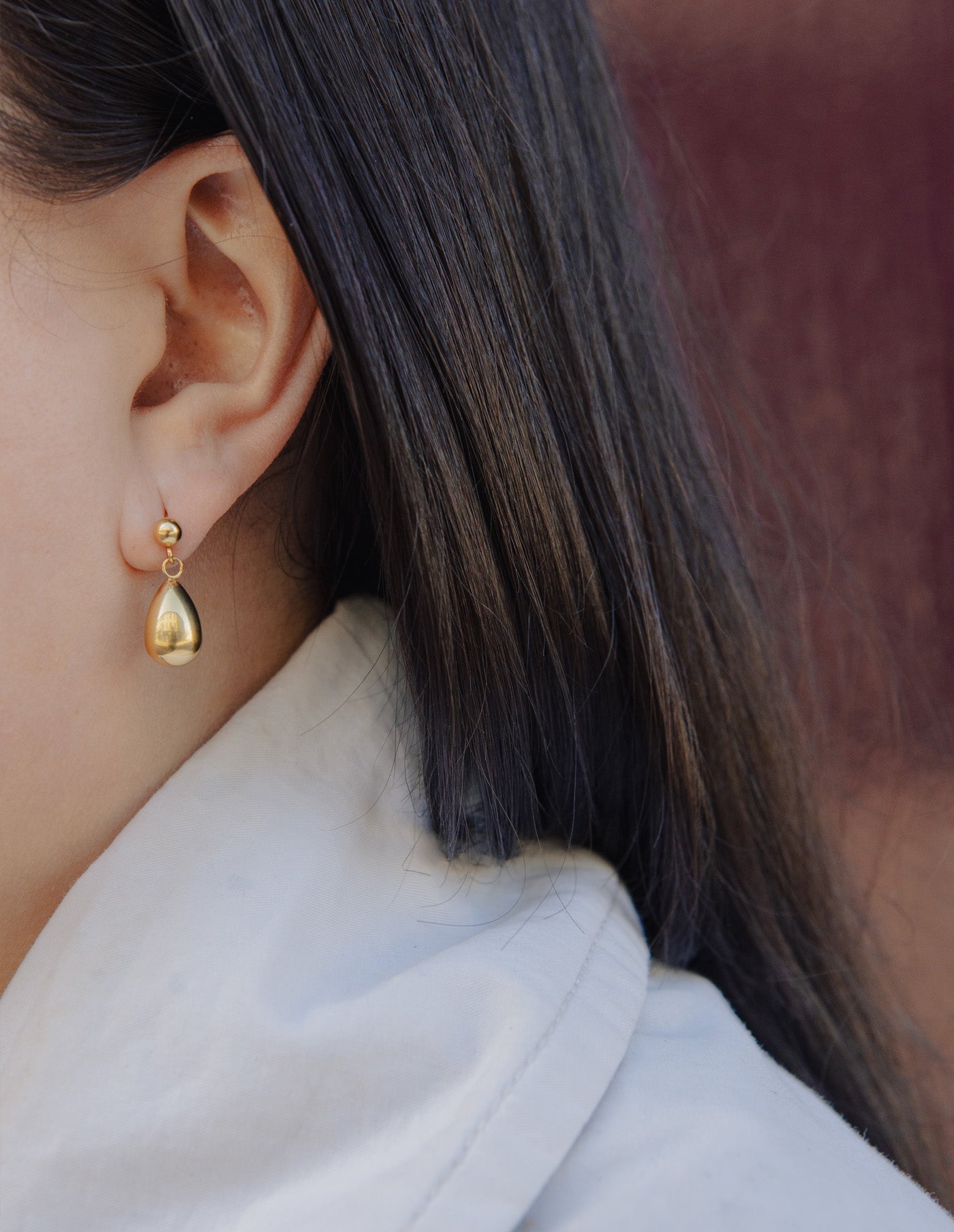 Gold Teardrop Earrings, Waterproof