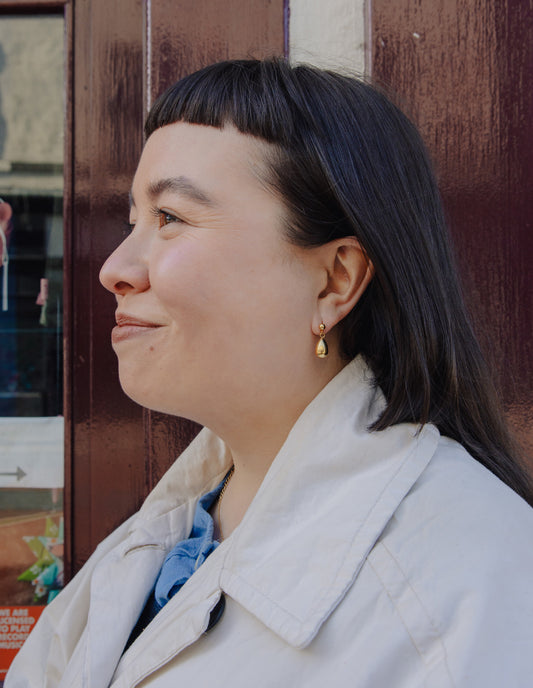 Gold Teardrop Earrings, Waterproof