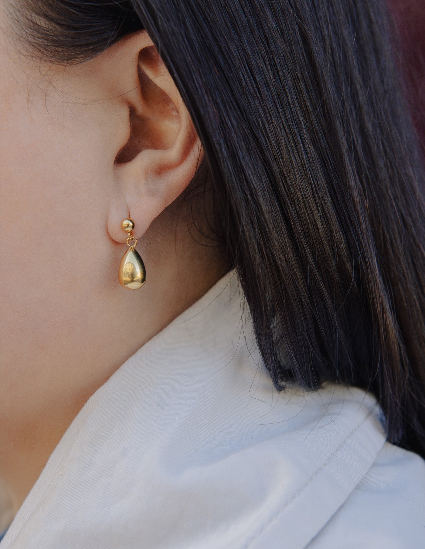 Gold Teardrop Earrings, Waterproof