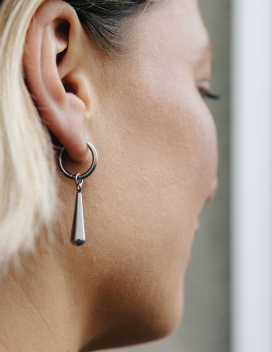 Silver Elongated Drop Earrings