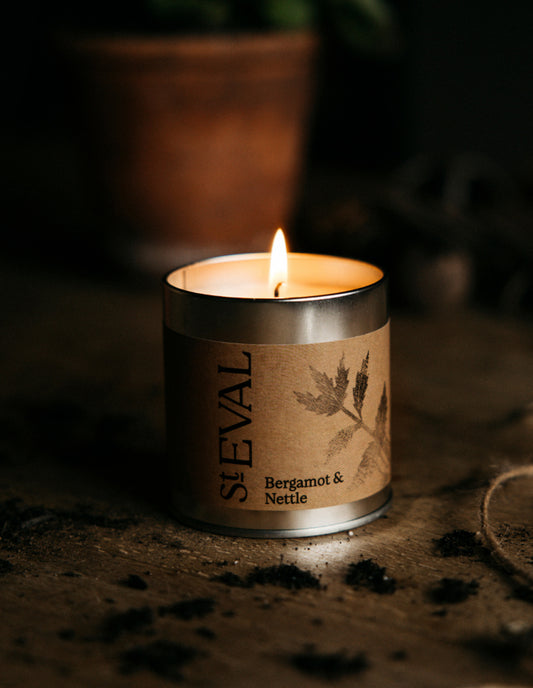 Bergamot and Nettle Scented Tin Candle, St Eval