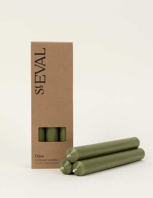 Olive Green Dinner Candle Set, St Eval