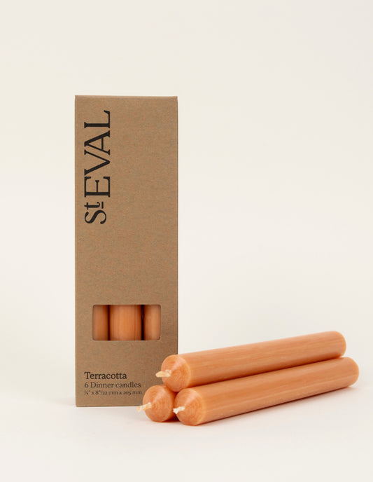 Terracotta Orange Dinner Candle Set, St Eval