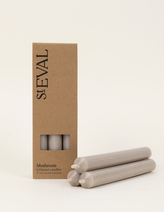 Mushroom Grey Dinner Candle Set, St Eval