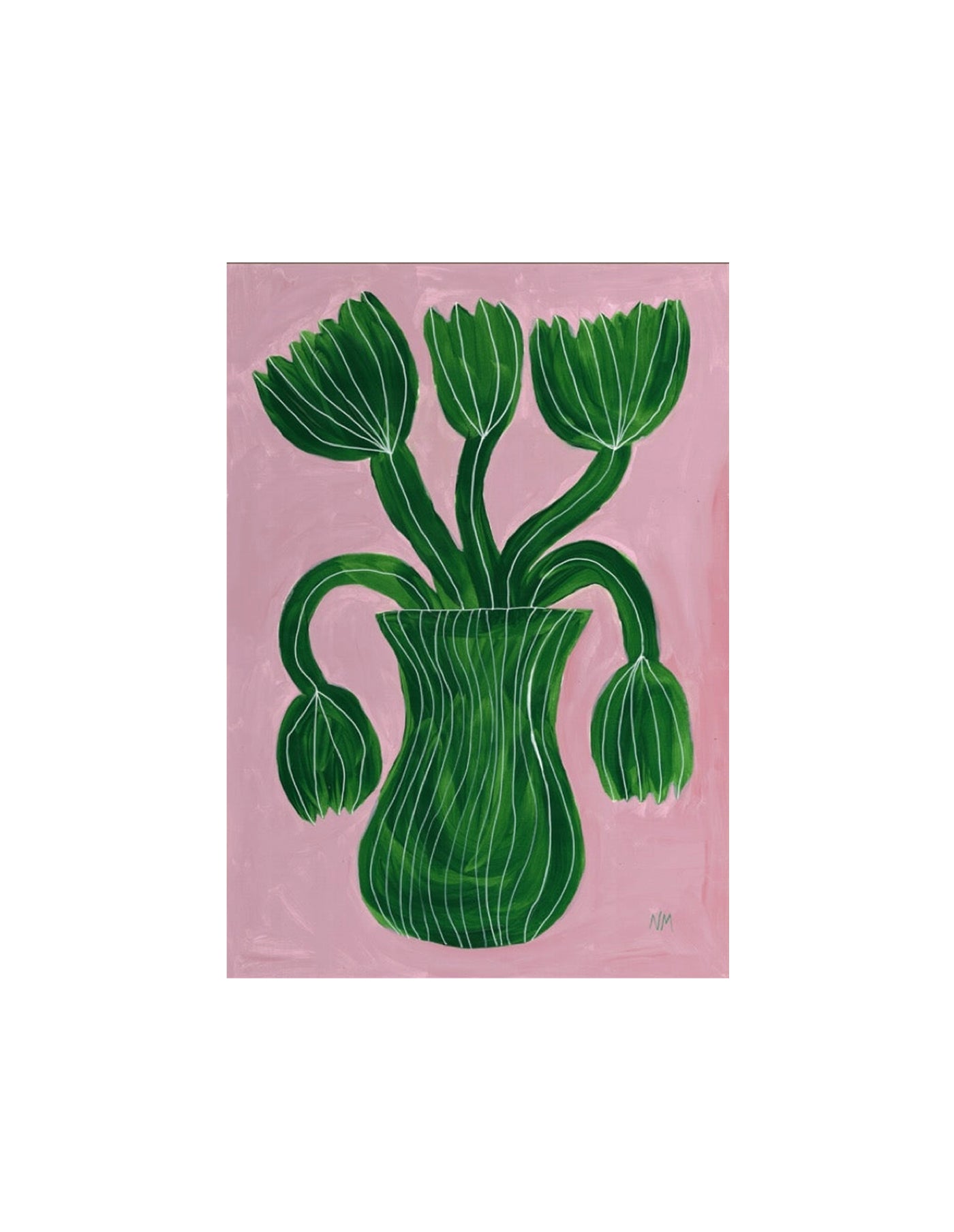 Green Flowers A3 Print, Nancy Mckie