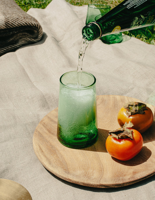 Highball Set of 4 Handmade Moroccan Beldi Glasses, Green