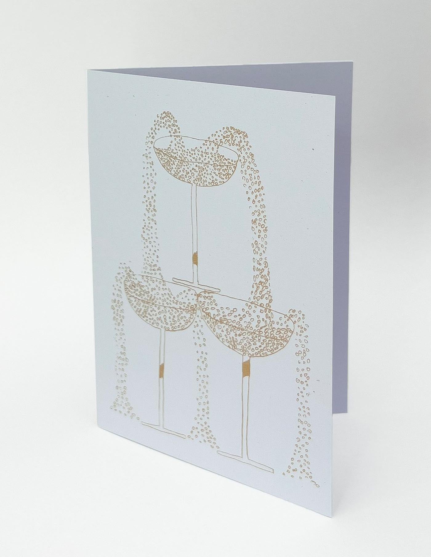 Gold Champagne Tower Greeting Card, Hot Pink Press