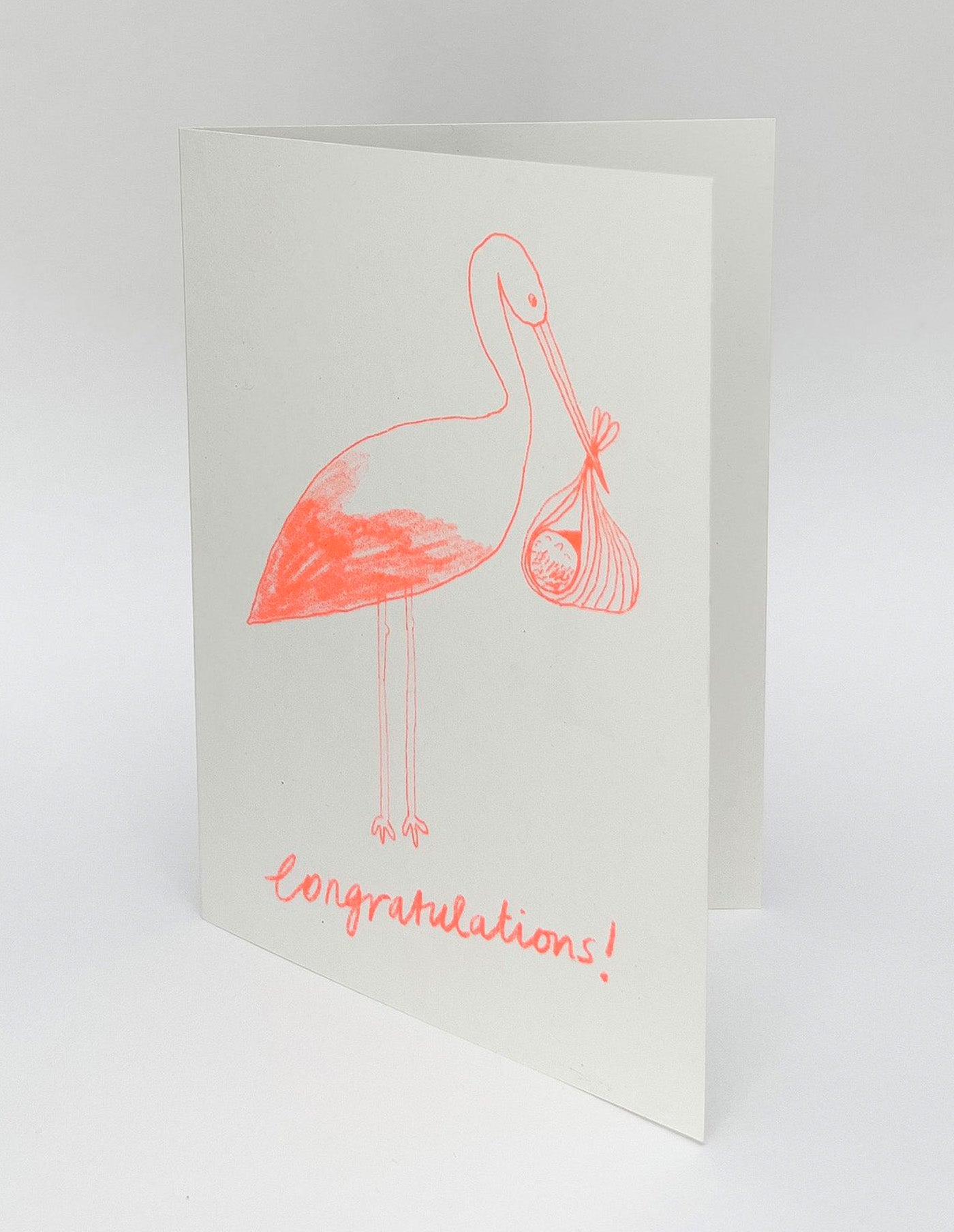 New Baby Stork Greeting Card, Hot Pink Press