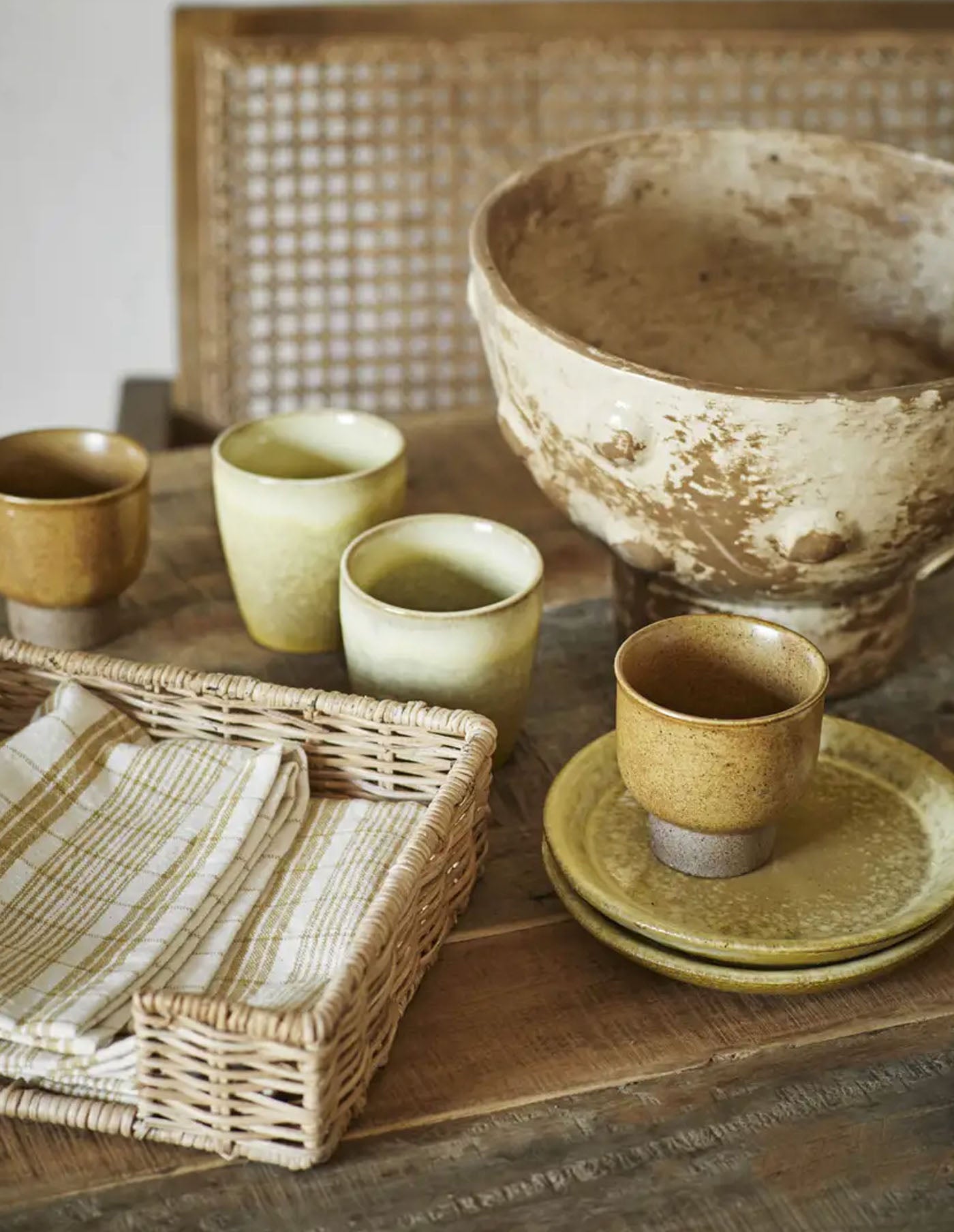 Mustard Checkered Cotton Towel, Madam Stoltz