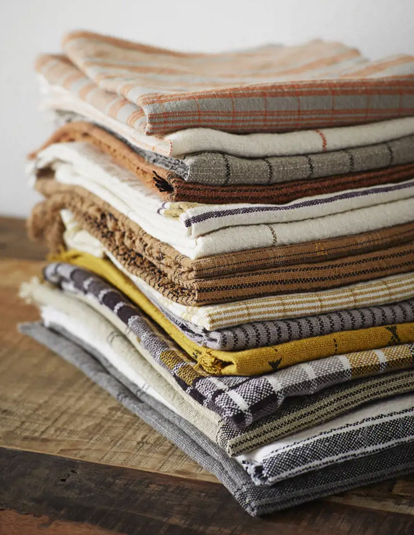 Terracotta Stripe Stonewashed Cotton Towel, Madam Stoltz