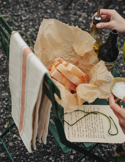 Terracotta Stripe Stonewashed Cotton Towel, Madam Stoltz