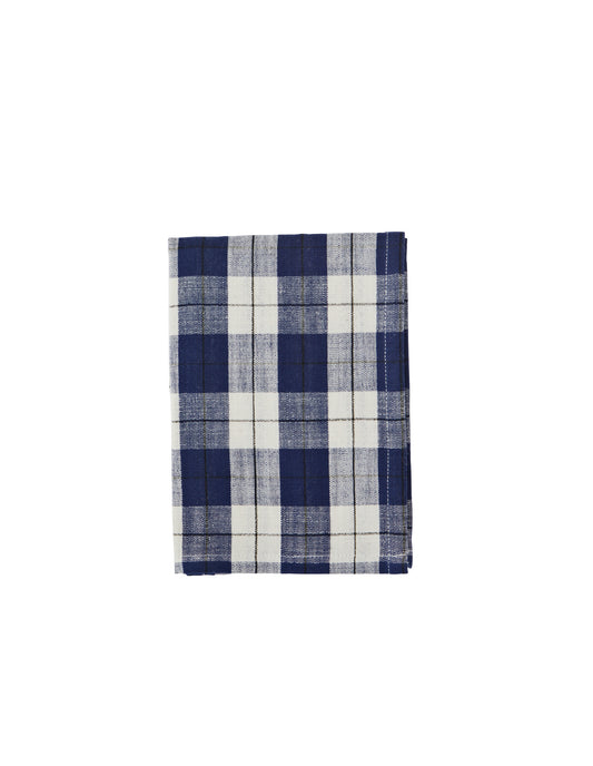 Navy Blue Check Cotton Kitchen Towel, Madam Stoltz