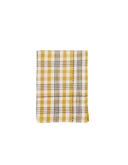 Mustard Yellow Check Cotton Towel, Madam Stoltz
