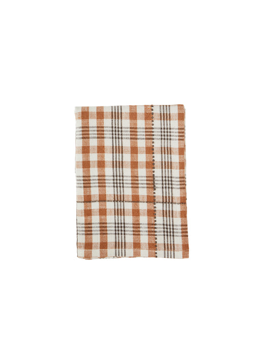 Burnt Orange Cotton Check Towel, Madam Stoltz