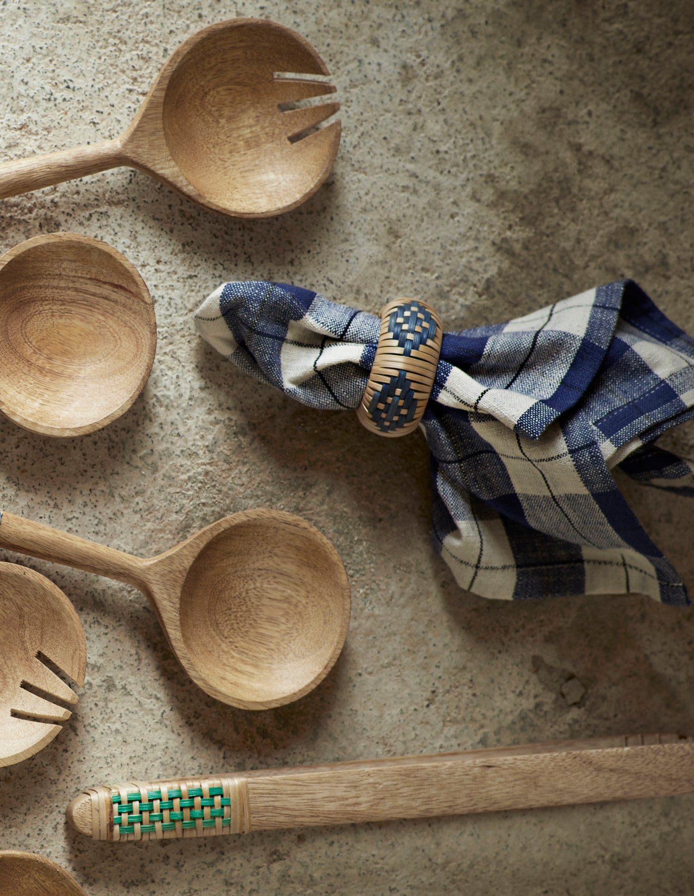 Navy Blue Check Cotton Napkin, Madam Stoltz