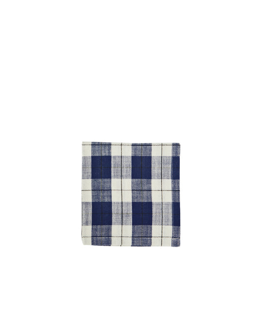 Navy Blue Check Cotton Napkin, Madam Stoltz