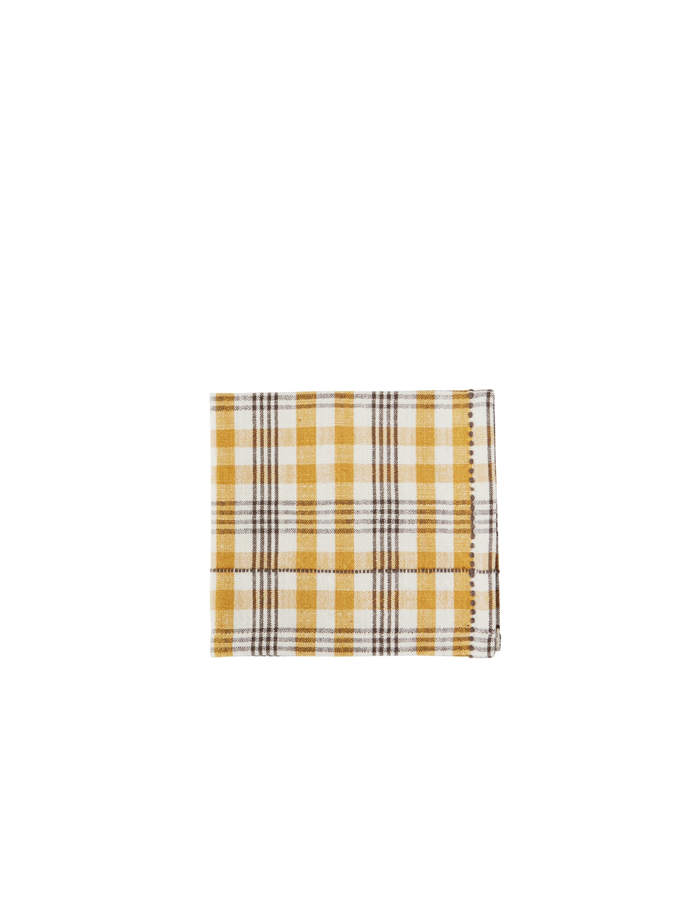 Mustard Check Cotton Napkin, Madam Stoltz