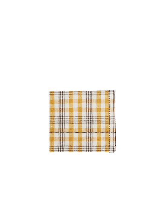 Mustard Check Cotton Napkin, Madam Stoltz