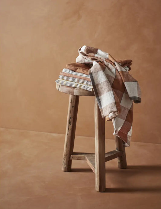 Burnt Orange Cotton Check Tablecloth, Madam Stoltz
