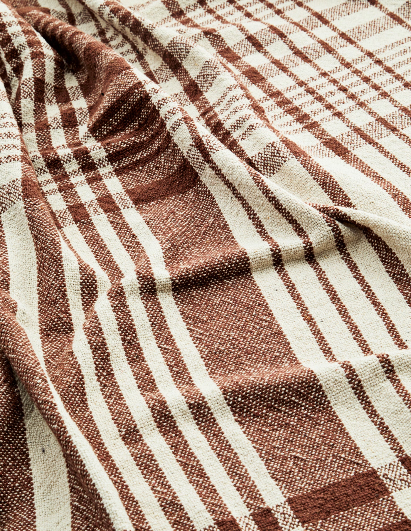Cinnamon Checkered Recycled Cotton Throw, Madam Stoltz