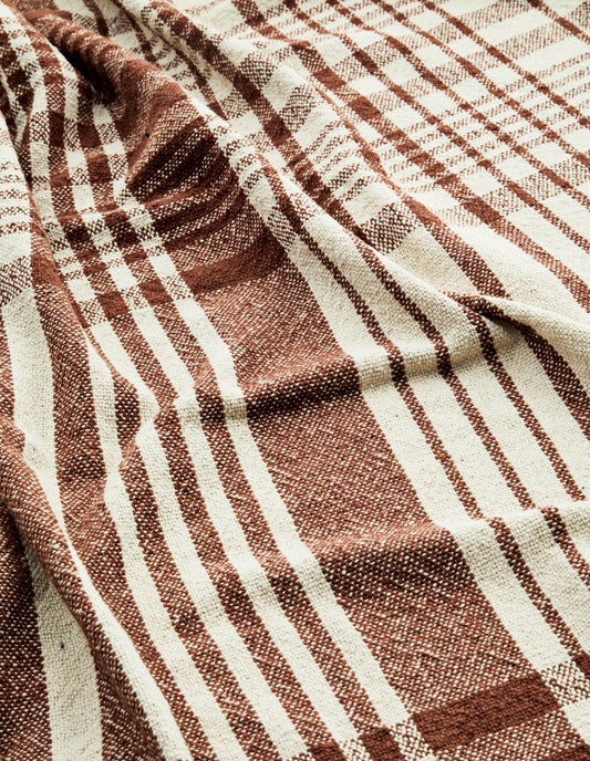 Cinnamon Checkered Recycled Cotton Throw, Madam Stoltz