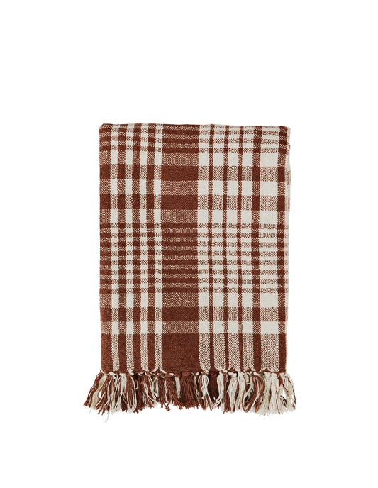 Cinnamon Checkered Recycled Cotton Throw, Madam Stoltz