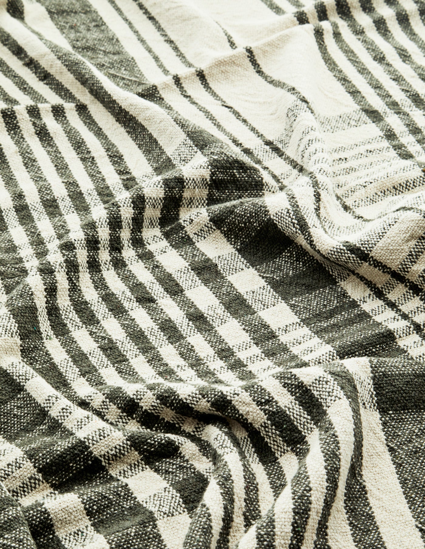 Forest Green Checkered Recycled Cotton Throw, Madam Stoltz