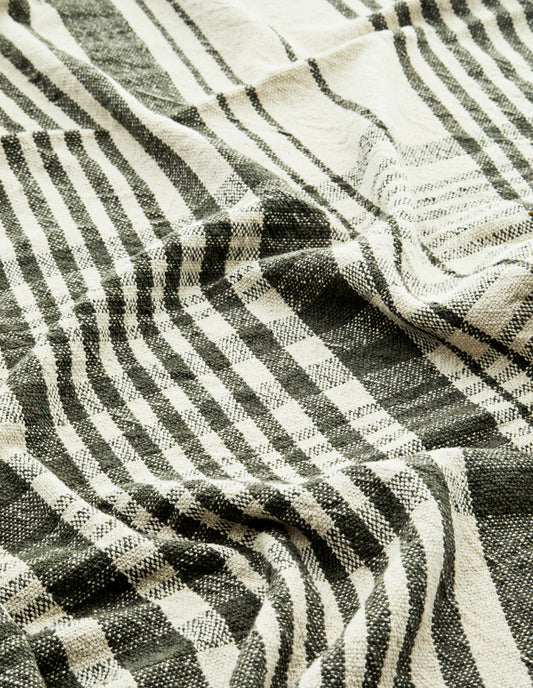 Forest Green Checkered Recycled Cotton Throw, Madam Stoltz