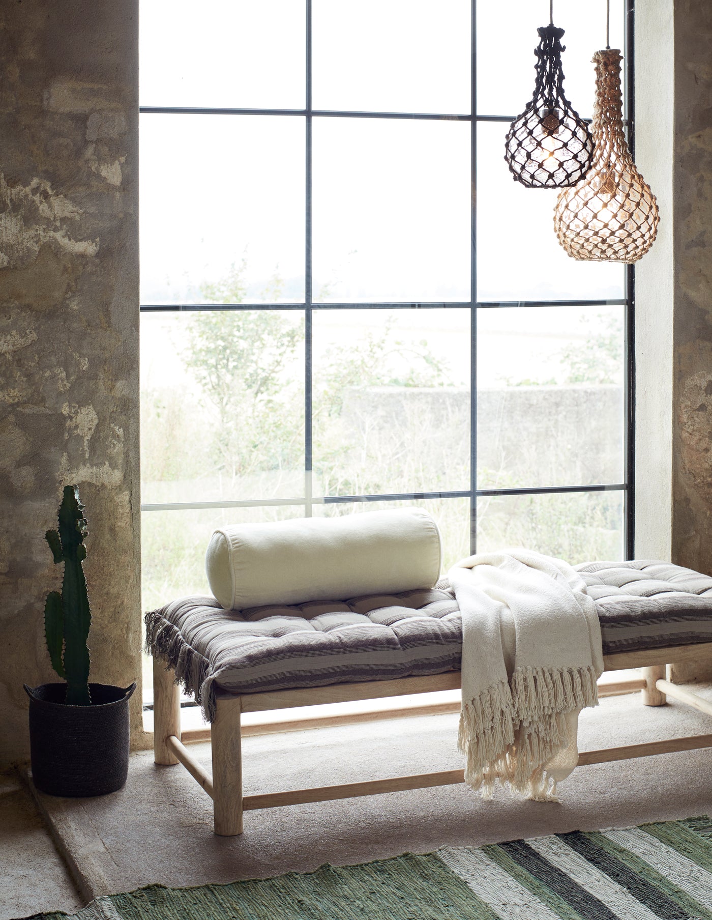 Cream Recycled Cotton Throw, Madam Stoltz