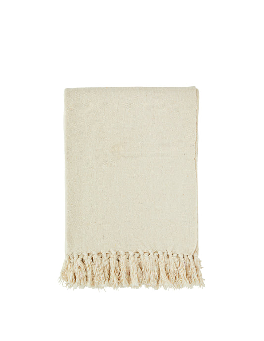 Cream Recycled Cotton Throw, Madam Stoltz
