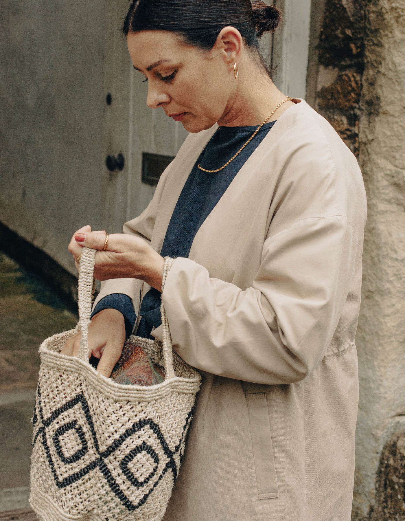 Natural Beige Small Round Jute Macrame Bag