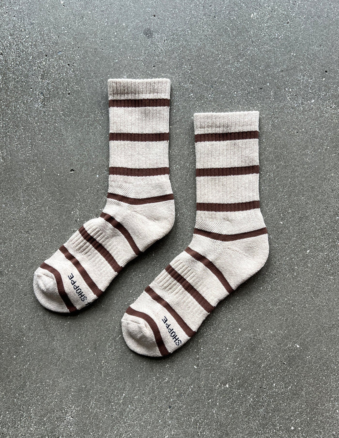 Flax Stripe Boyfriend Socks, Le Bon Shoppe
