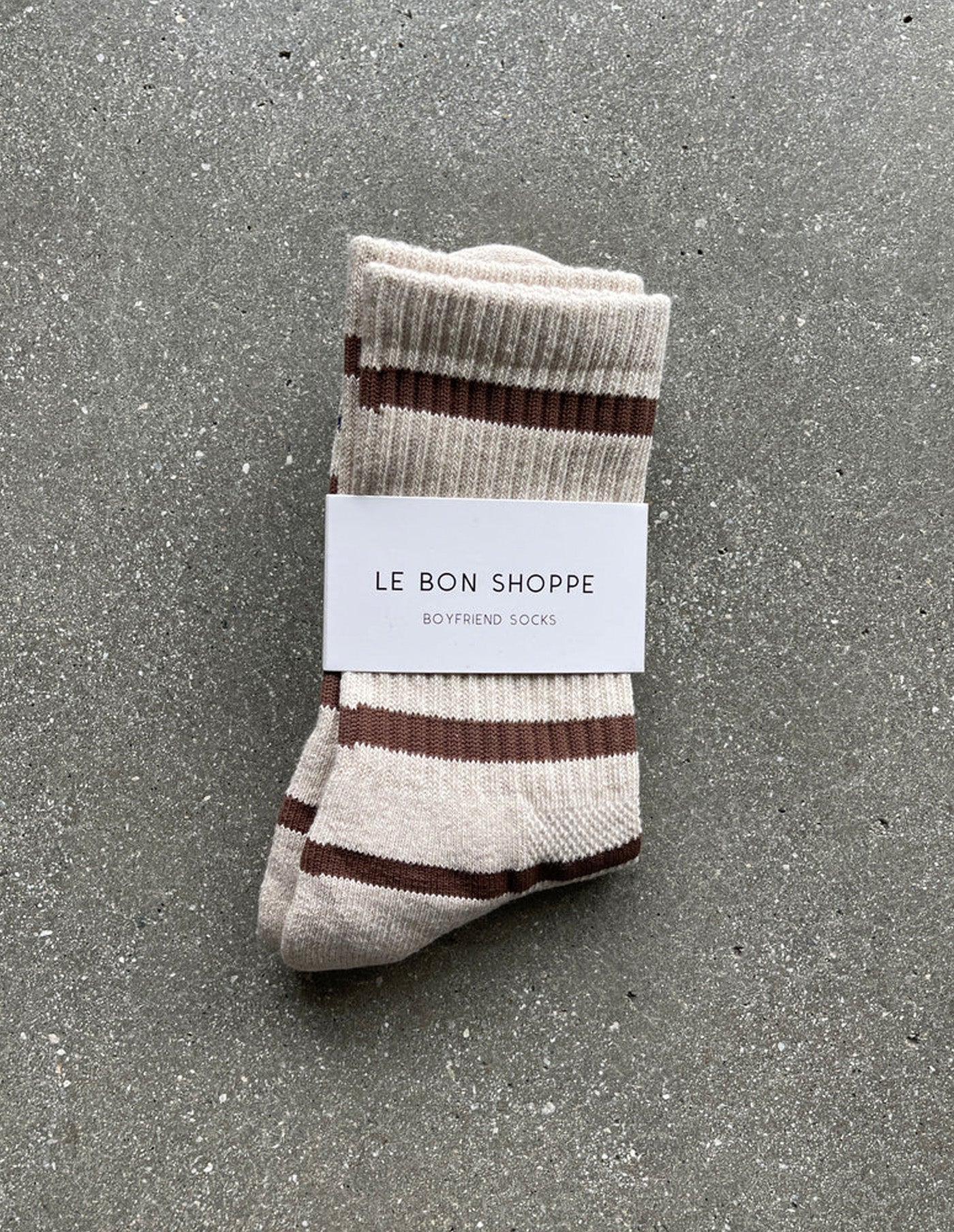 Flax Stripe Boyfriend Socks, Le Bon Shoppe