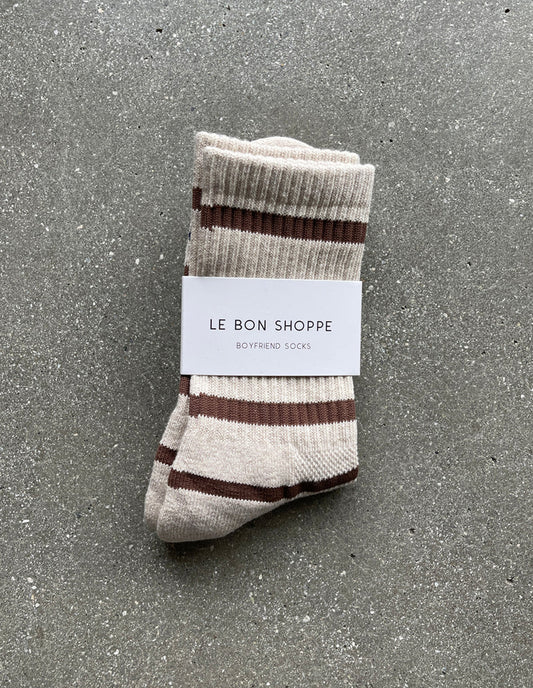 Flax Stripe Boyfriend Socks, Le Bon Shoppe