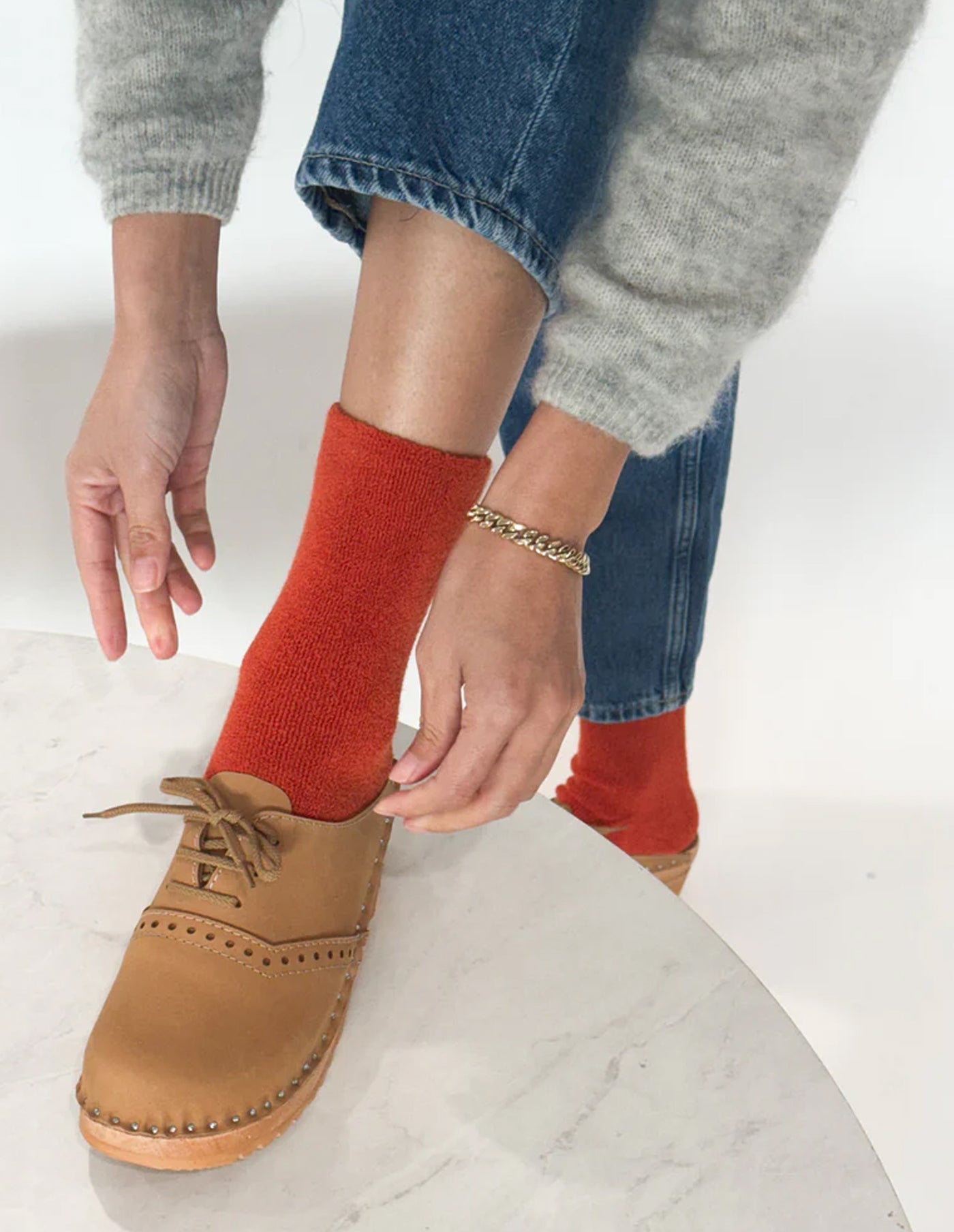 Burnt Orange Cotton Cloud Socks, Le Bon Shoppe