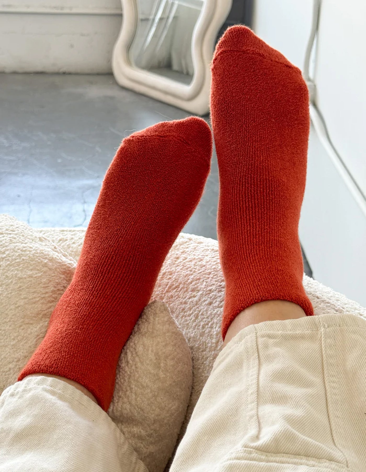Burnt Orange Cotton Cloud Socks, Le Bon Shoppe