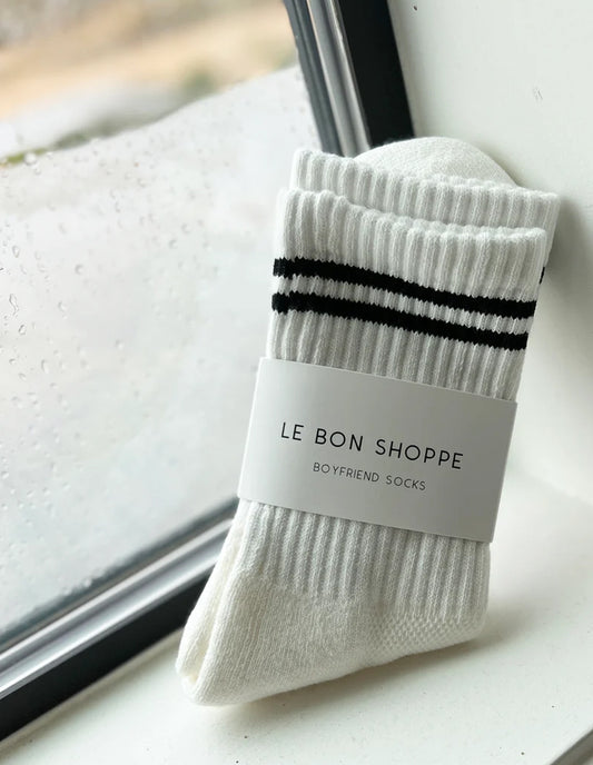 Classic White Boyfriend Socks, Le Bon Shoppe