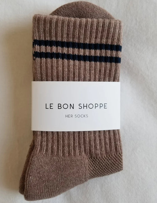 Cocoa Boyfriend Socks, Le Bon Shoppe